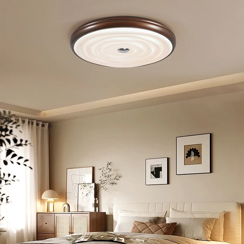 Walnut Wood Grain Ceiling Lamp Simple Modern Creative Warm Pleated Lamp Middle-aged Full-spectrum Eye Protection Lamp