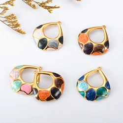 2pcs Colorful Fan-shaped Charm Pendant Stainless Steel Enamel Aesthetic for Making Necklace Jewelry Handmade DIY Findings