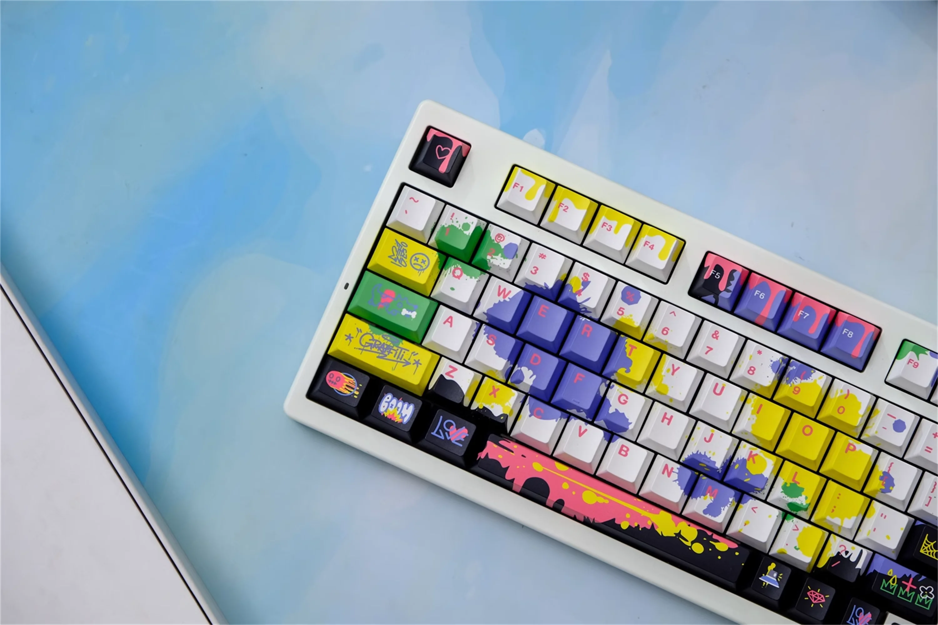 GMK Graffiti Keycaps 151 Keys PBT Material Cherry Profile DYE-SUB Keycaps For MX Switch Wooting Mechanical Keyboard Keycaps