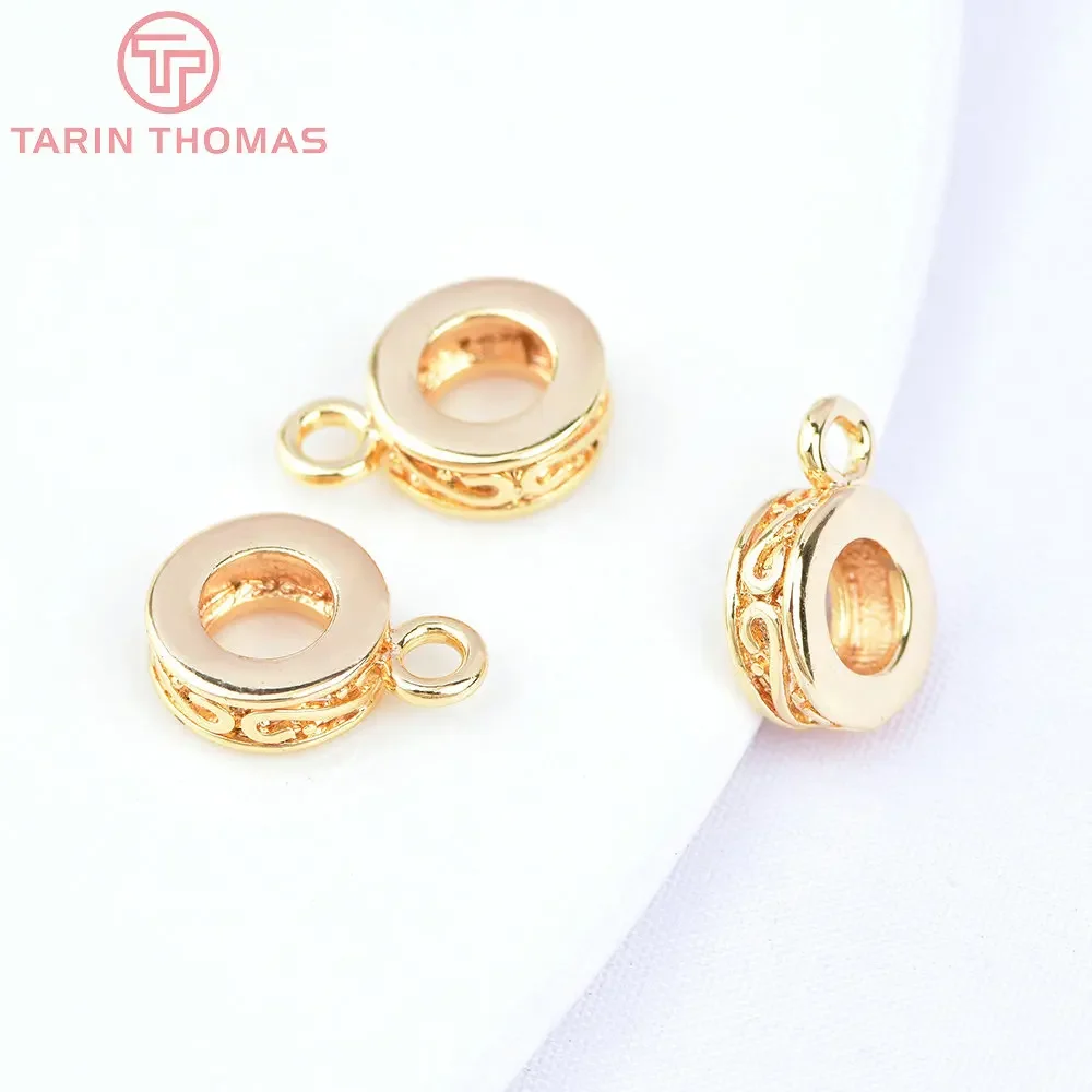 

(3141)10PCS 7.5x11MM 24K Gold Color Plated Brass Large hole Charms Pendants Connector High Quality Jewelry Accessories