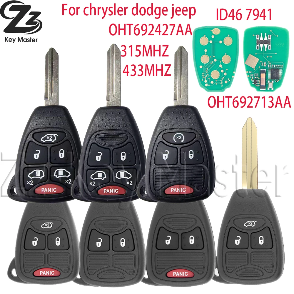 

Zz Store Автомобильный дистанционный ключ OHT692427AA/OHT692713AA 315/433 МГц 7941 для Chrysler Jeep Wrangler Grand Cherokee Dodge OHT692713AA