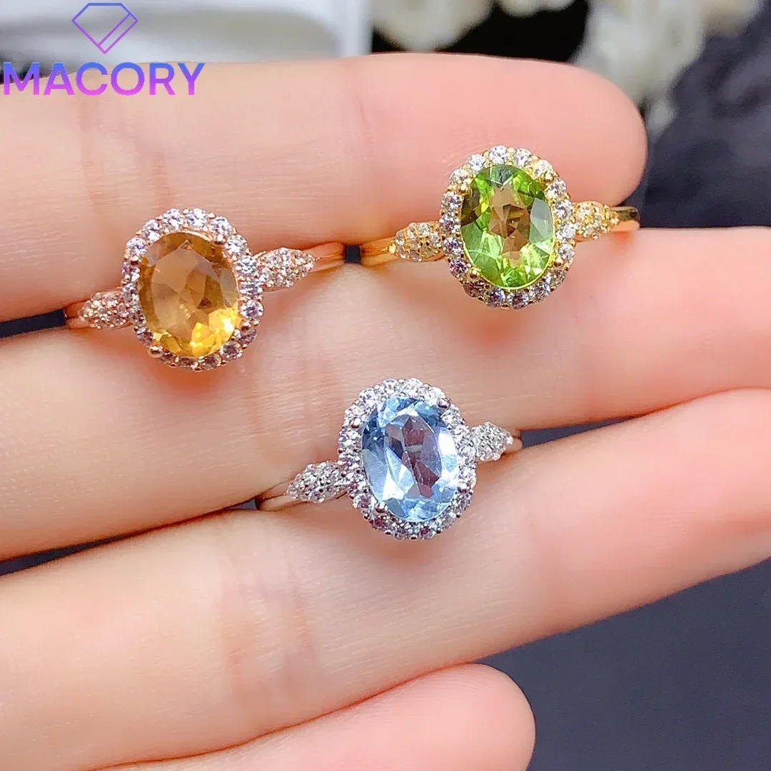 Engaged natural olivine ring female luxury sterling silver 925 jewelry free delivery exquisite new gem jewelry female.