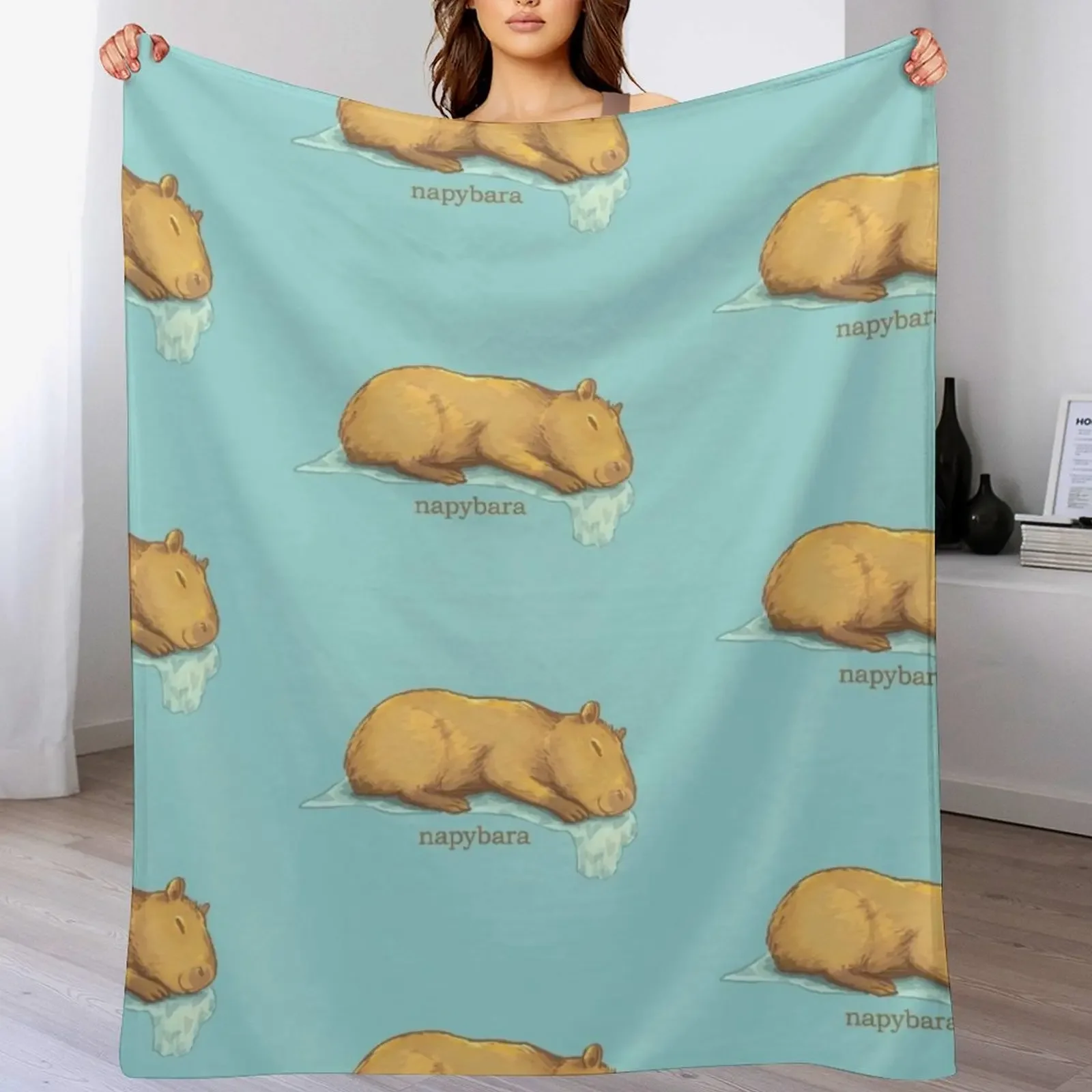 

Sleepy Capybara Throw Blanket Decorative Soft Throw Blanket for Couch Sofa