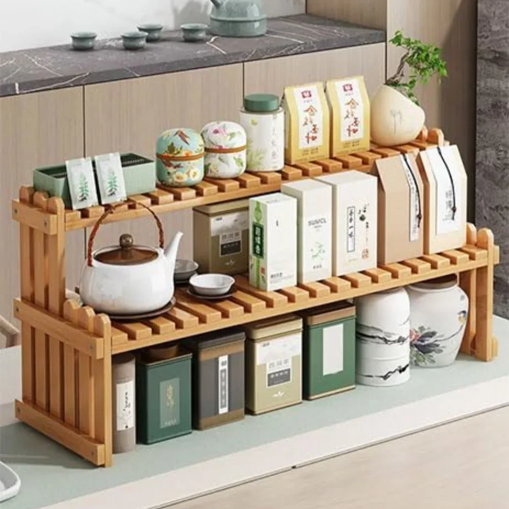 Indoor Plant Stand Desktop Display Shelf Bamboo Kitchen Seasoning Rack Balcony Flower Shelves Office Tea Table Windowsill Holder