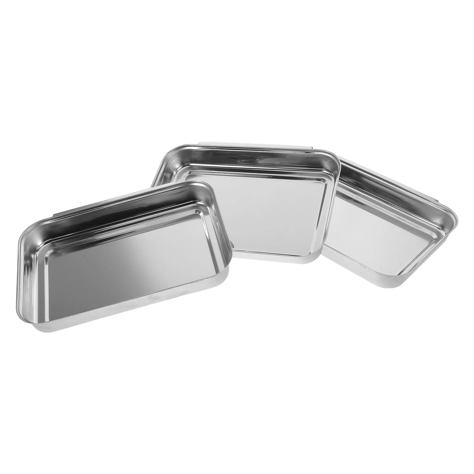 Juego de 1 bandeja de acero inoxidable para rebozar, recipientes apilables entrelazables para pollo, carne, harina, huevo, pan, migas, alimentos
