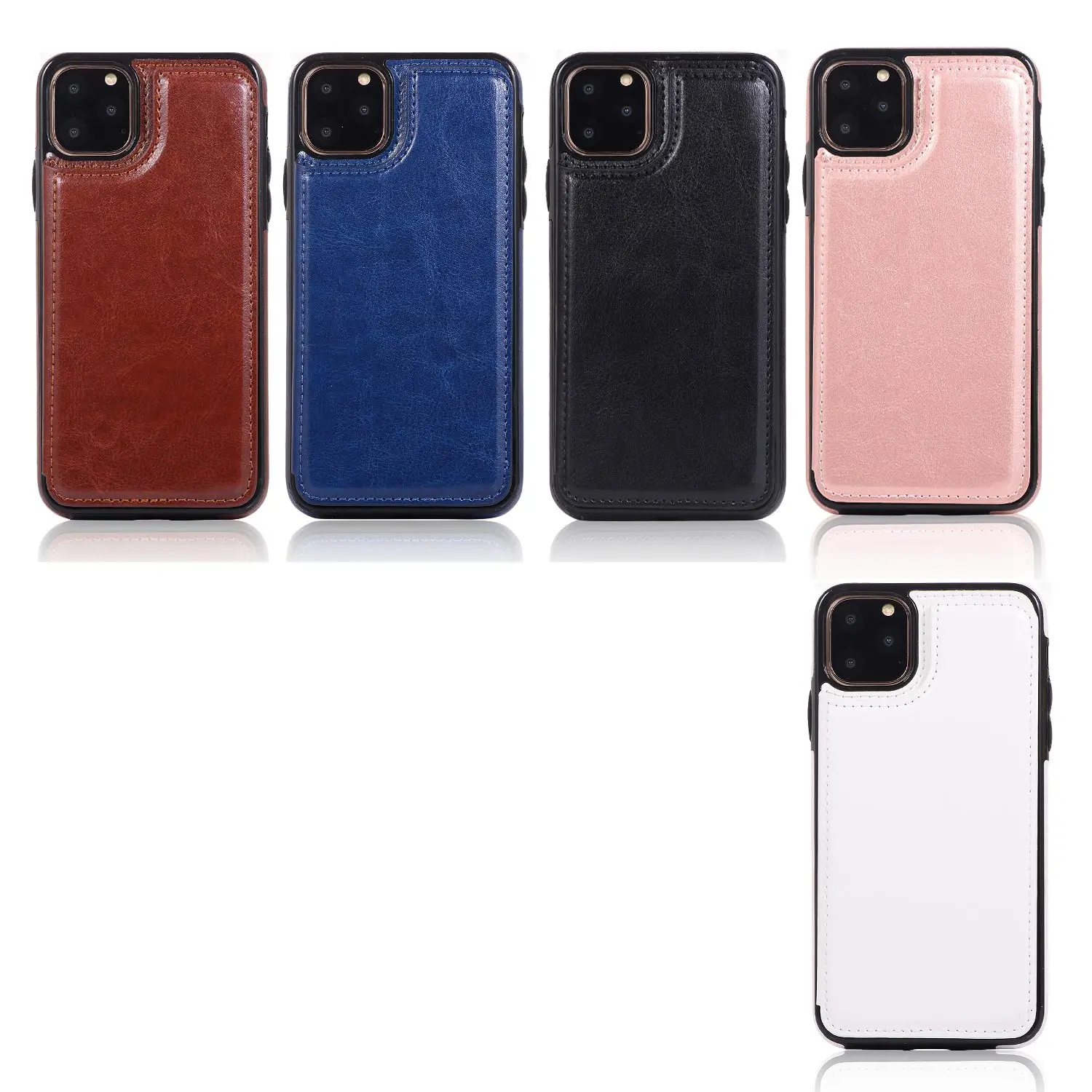 Capa Flip à Prova de Choque para iPhone, Carteira Magnética, Slot Para Cartão, PU e TPU, 6,5 polegadas, iPhone 11 Pro Max