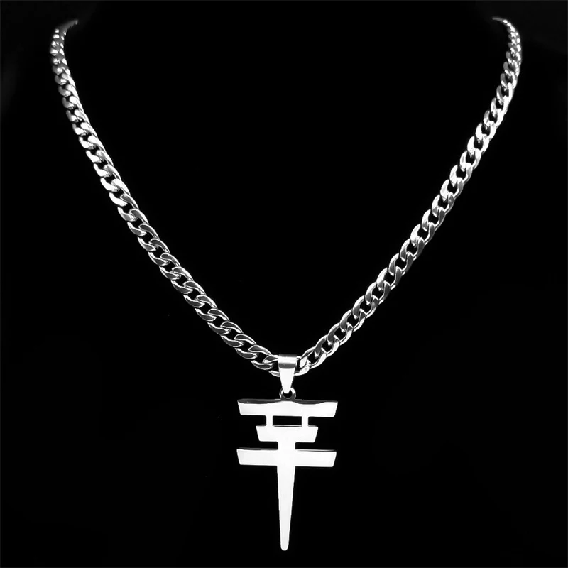 Tokio Hotel Big Pendant Kpop Necklace Hip Hop Stainless Steel Silver Chain for Men Women Necklaces Jewelry Gifts NZZZS03