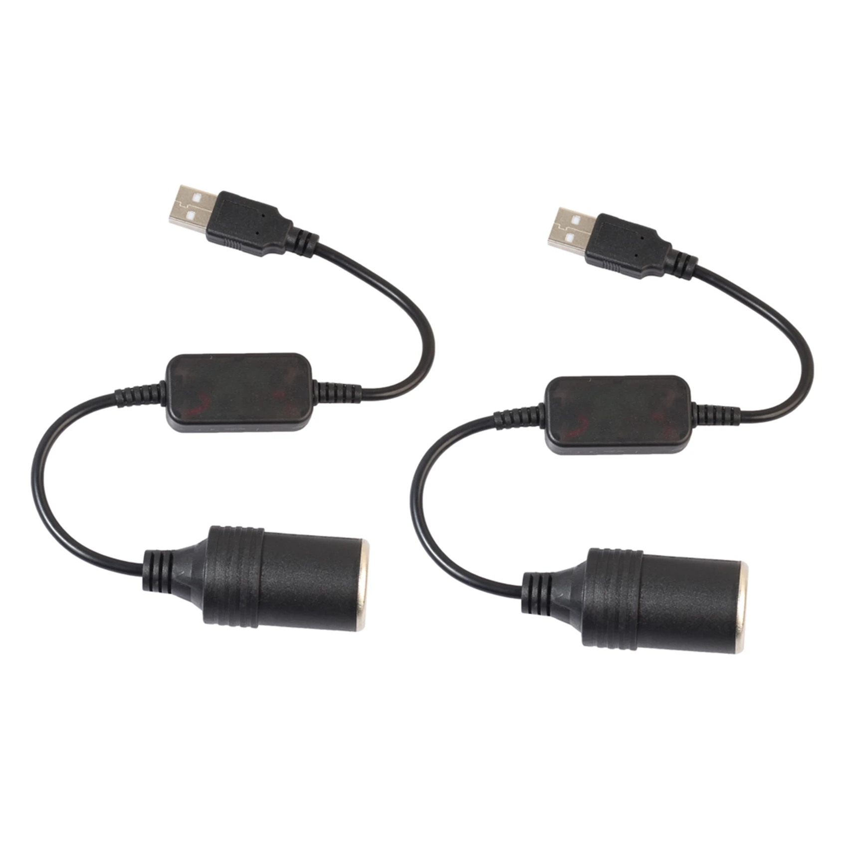 FULL-2X USB 5V ถึง 12V รถซ็อกเก็ตไฟแช็ก Power หญิงอะแดปเตอร์แปลงสาย