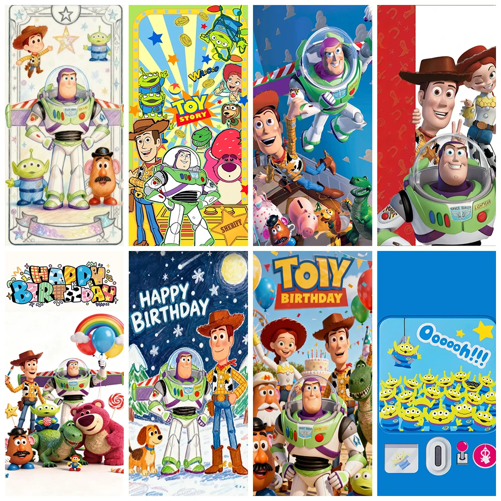

Toy Story Buzz Lightyear Woody Backdrop Boys Kids Birthday Party Decoration Supplies Baby Shower Cartoon Photography Background
