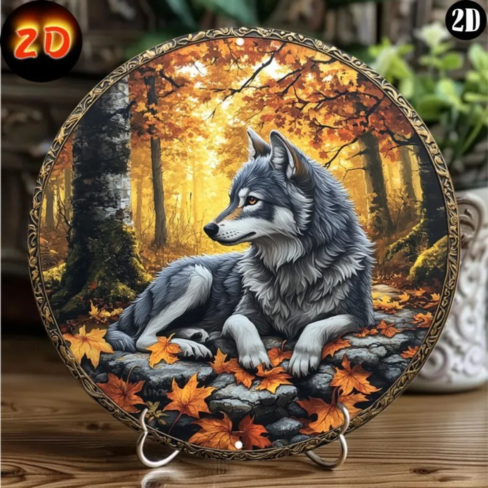 

Charming Grey Wolf Aluminum Wall Art - Perfect for Home, Kitchen, Garden & More - Ideal Christmas & Thanksgiving Decor Gift