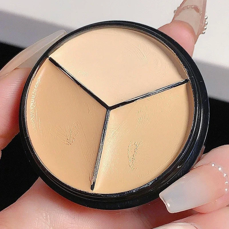 3 Colors Concealer Cream Full Coverage Acne Spot Dark Circles Contour Concealer Palette with Brush Moisturizing Cosmetics Makeup