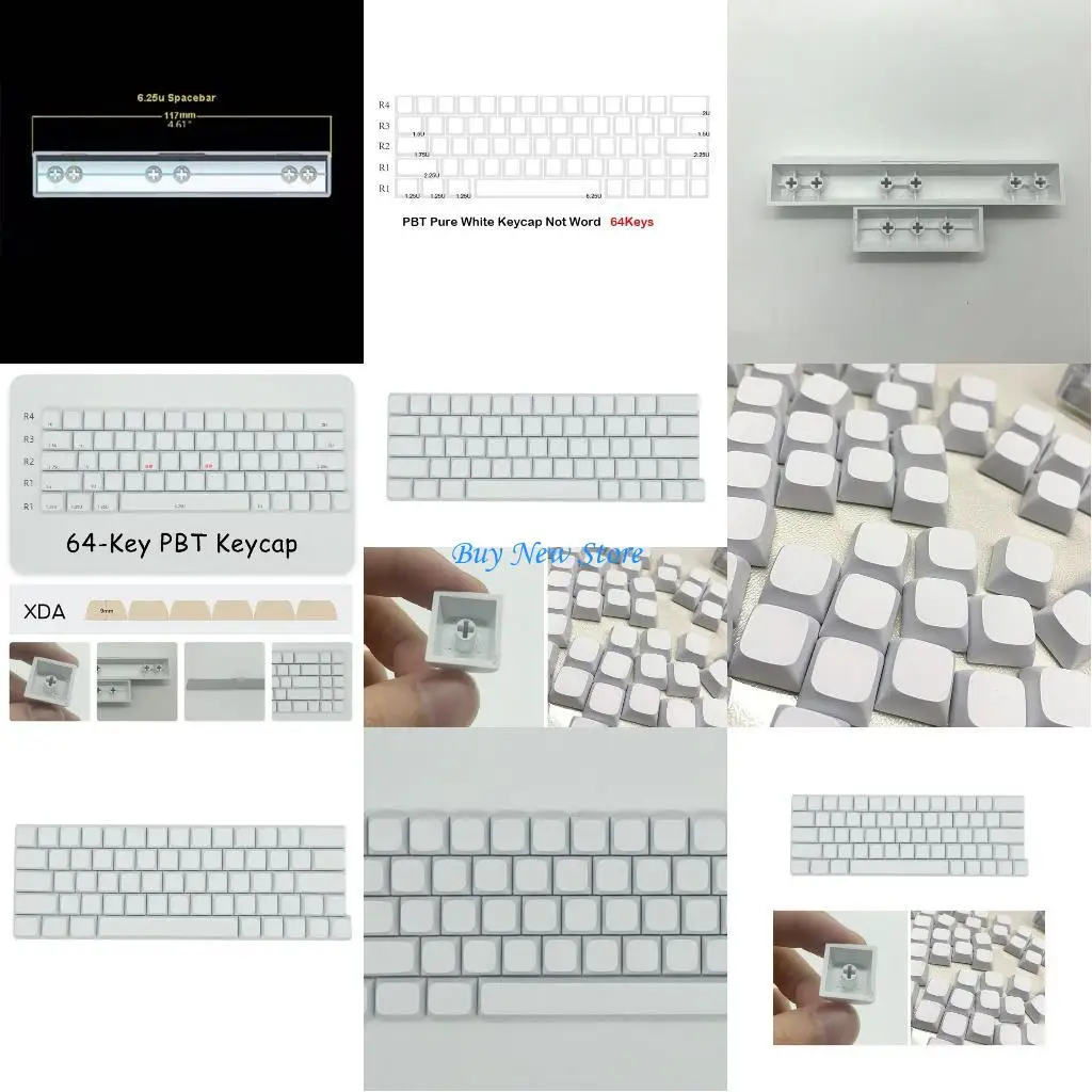 20CE Keycaps branco minimalista 64 KEYS XDA PBT Keycaps para teclado mechinearia XD64