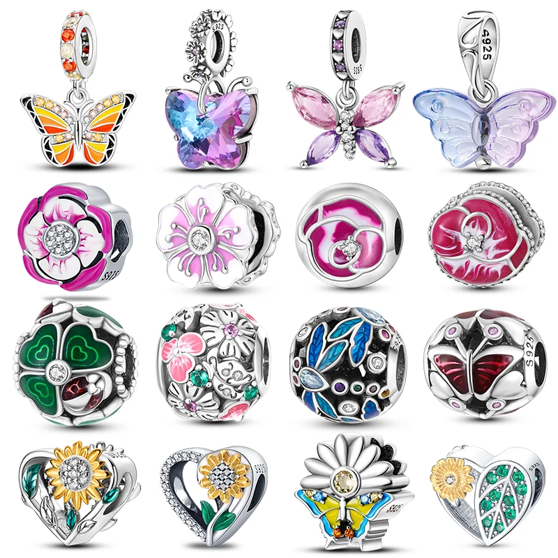 Fashion Spring Series Charms Beads 100% 925 Silver Flower Birds Butterfly Pendent Fit Original Qikaola Bracelet Jewelry