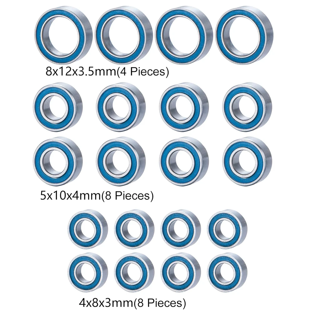 20pcs Rubber Sealed Ball Bearing Kit - High Speed Bearing for RC 1/8 Kyosho Double Dare USA-1 Model