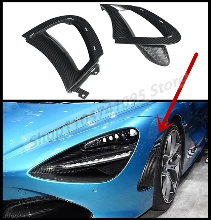 Real Dry Carbon Fiber Front Bumper Side Fender Badge Splitters Air Vent Cup Flaps Frame Cover For McLaren 720S 2017 2018 2019