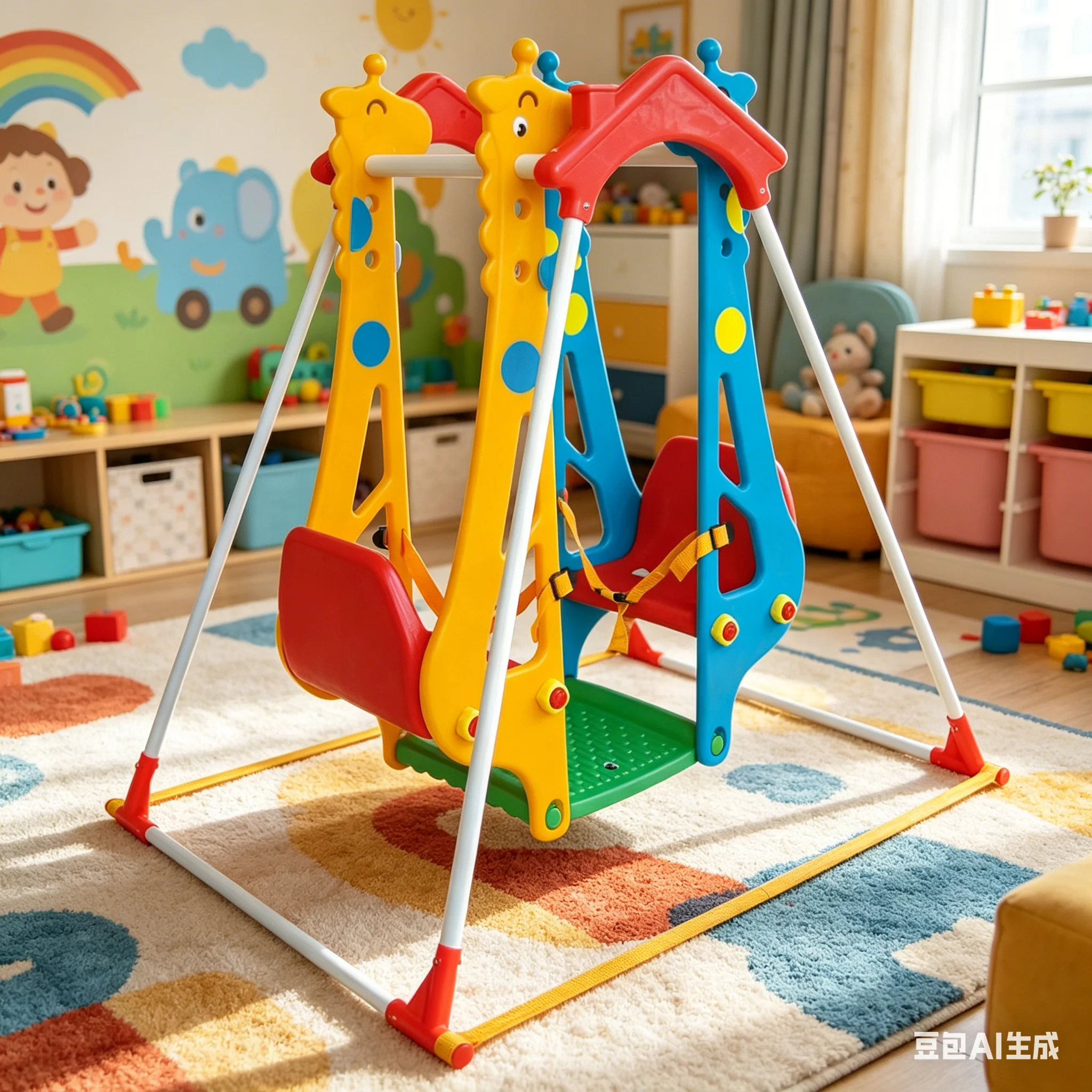 2026 New Double Seat   Indoor Swing Set Safe Plastic   Swing for 2  Easy Install Home Playroom