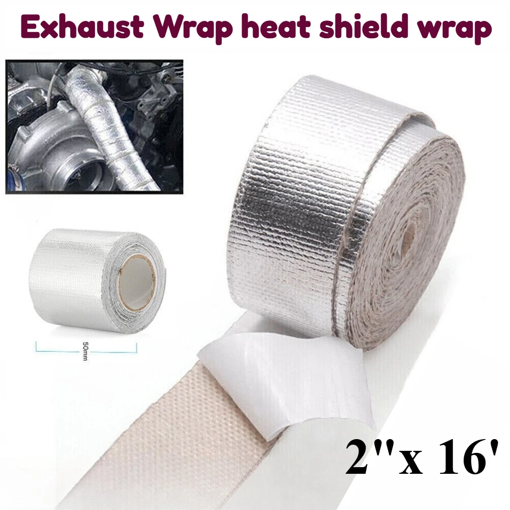 

2" x 16' Adhesive Exhaust Header Pipe Wrap Heat Shield Tape Exhaust Heat Wrap
