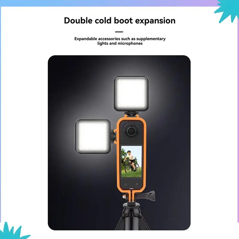 Casing Pelindung ABZW untuk Casing Insta360 X5 Braket Pemotretan Kamera Aksesori Kamera Braket Pemotretan Lanskap Oranye