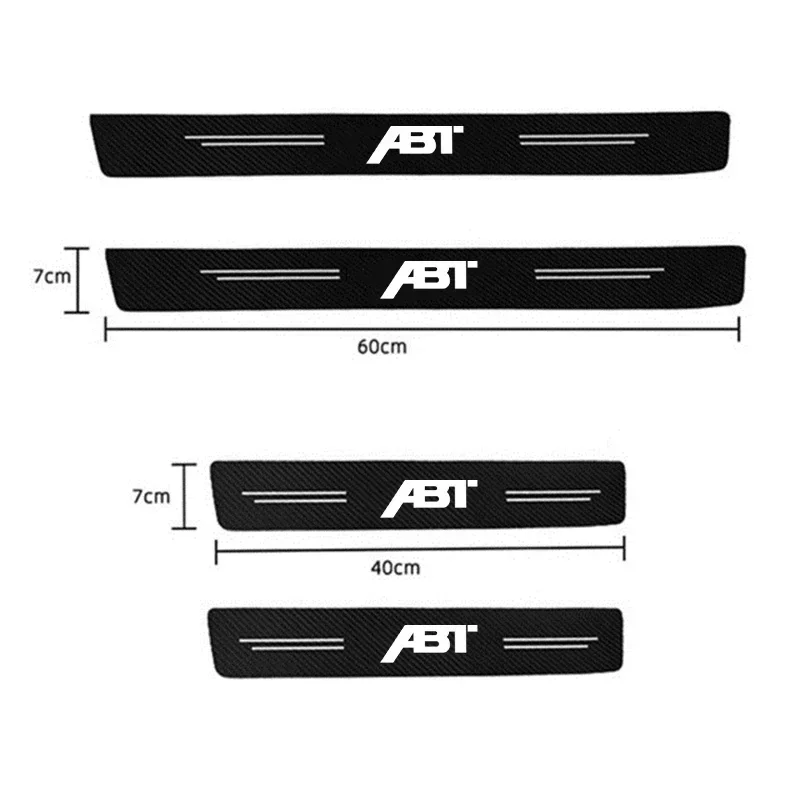 Carbon Fiber Car Door Threshold Scuff Plate Decals for VW ABT Logo Sill Stickers Pedal Guards Strip Tape Interior