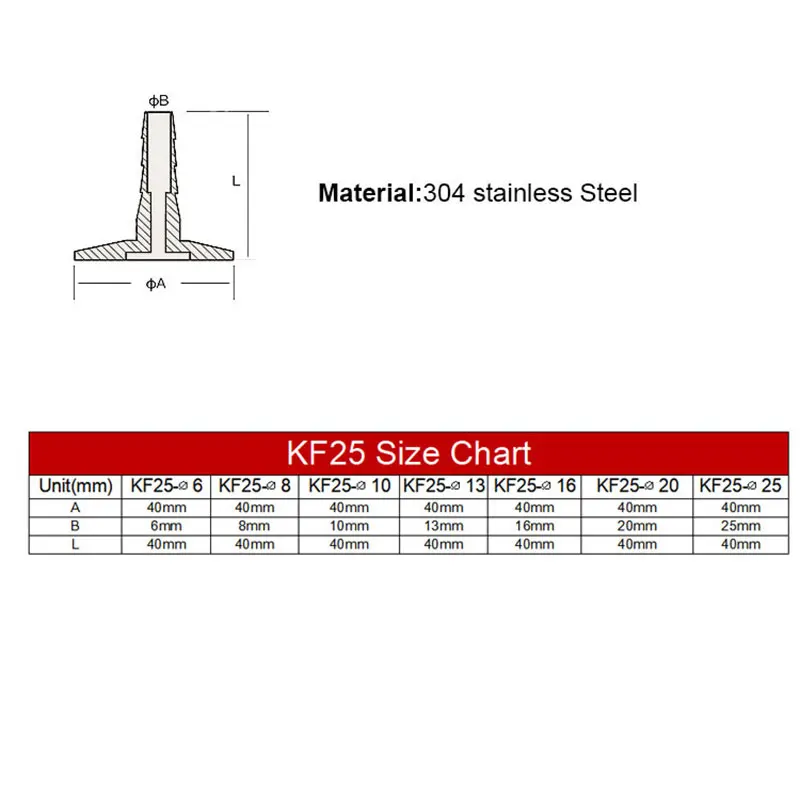 KF25 Sanitary Stainless Steel 304  Vacuum Hose Barb OD 6MM  8MM 10MM 16MM 20MM 25MM Flange Adapter Pipe Fitting Clamp