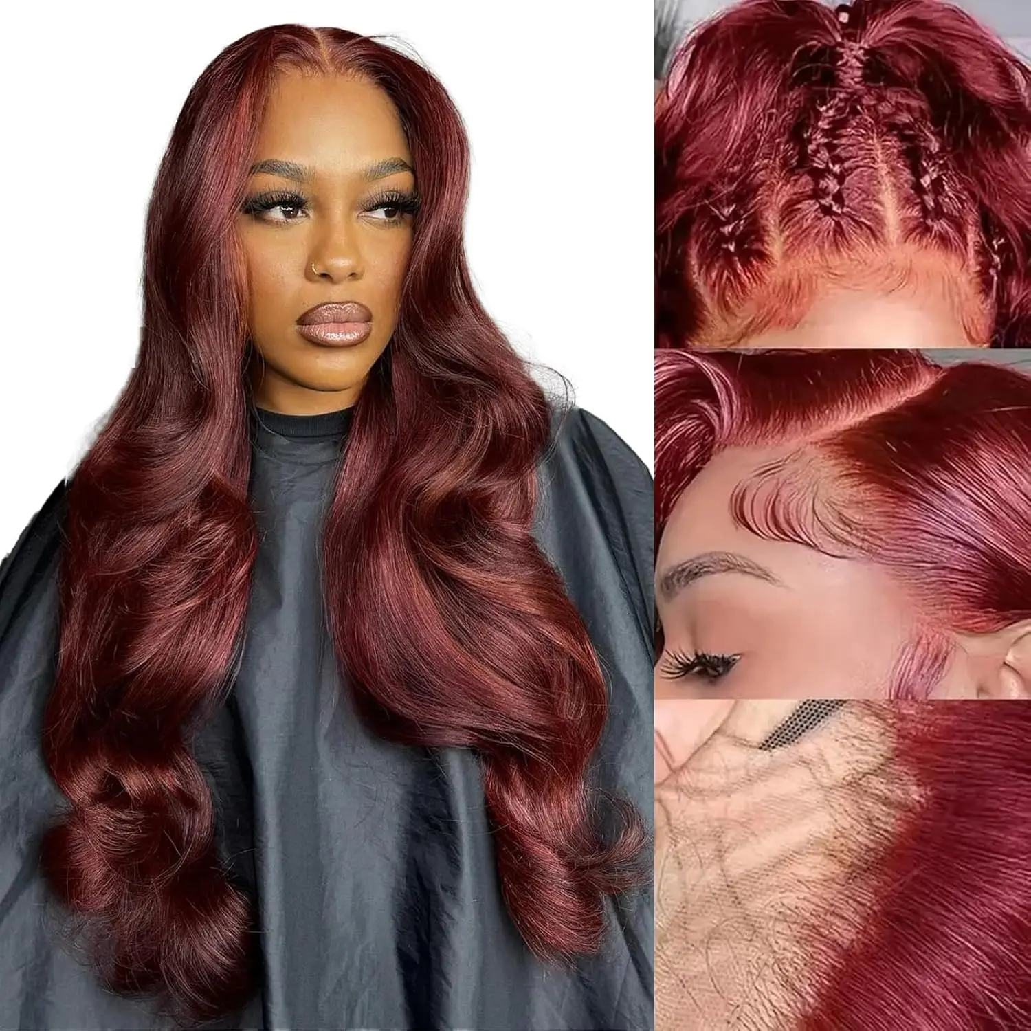 

13x4 Body Wave HD Lace Front Wigs Human Hair Pre Plucked 99J 34 Inch Burgundy Lace Front Wigs Glueless Wine Red Wig Baby Hair