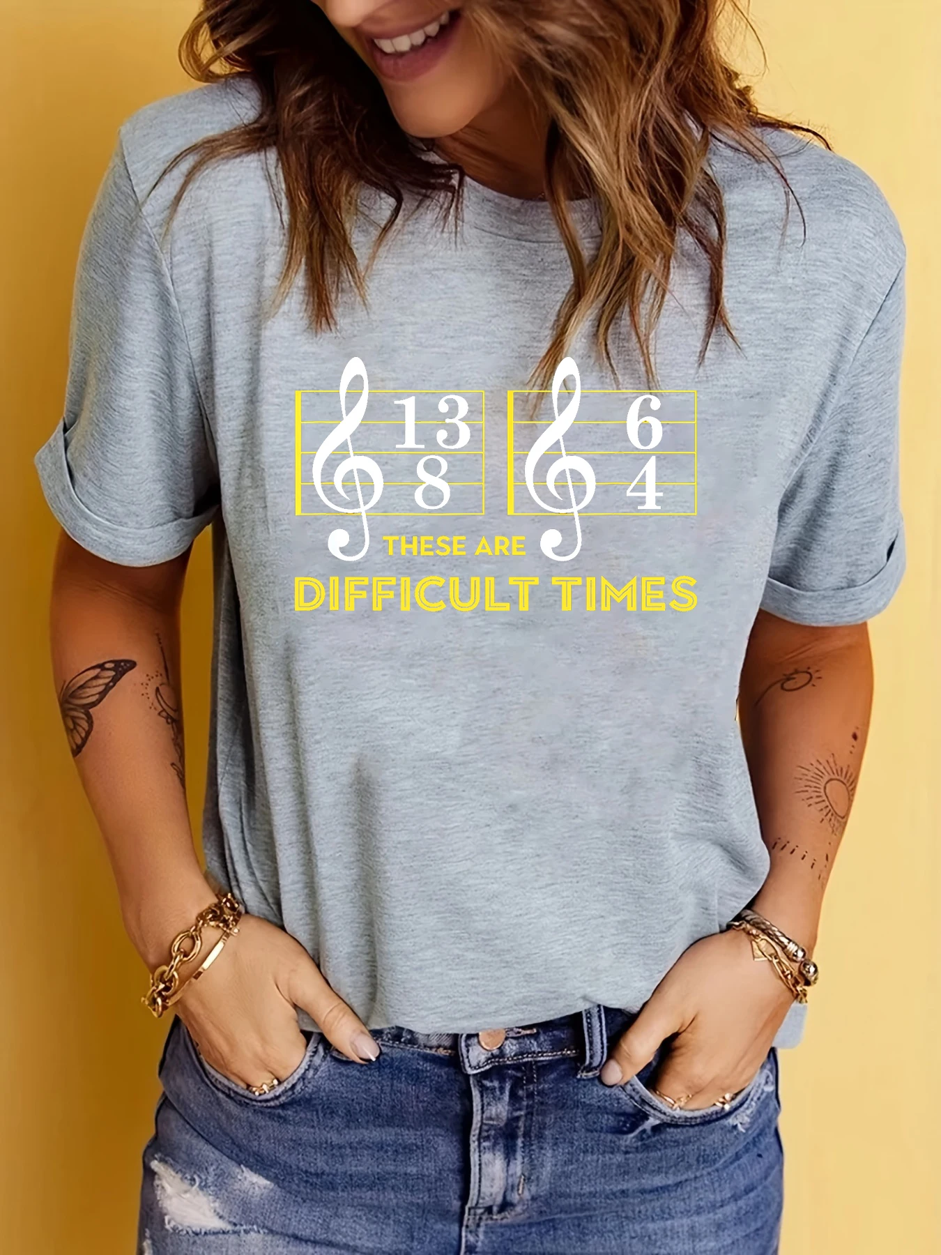 These Are Difficult Times For Music Loversr Short Sleeve Pattern Women\'s Summer T-Shirt Women\'s Printed Summer T-Shirt Women Top