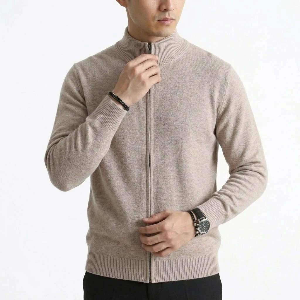 Autumn Men's Zip Up Knitwear Cardigan Sweater Casual Stand Collar Knit Jacket Long Sleeve Outerwear Winter Clothes Sweatshirts