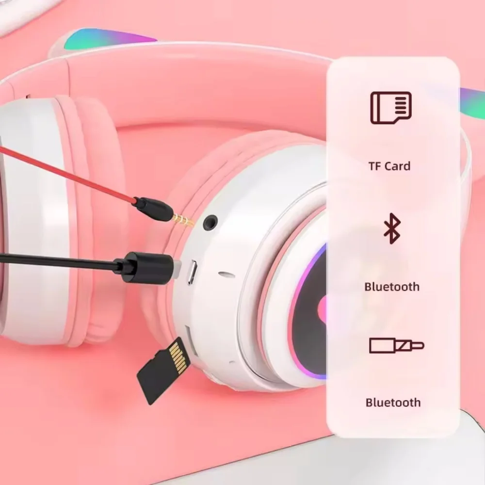 Cute Cat Ear Wireless Headset  - Cat Ear Bluetooth Headset Led ulasan dan harga