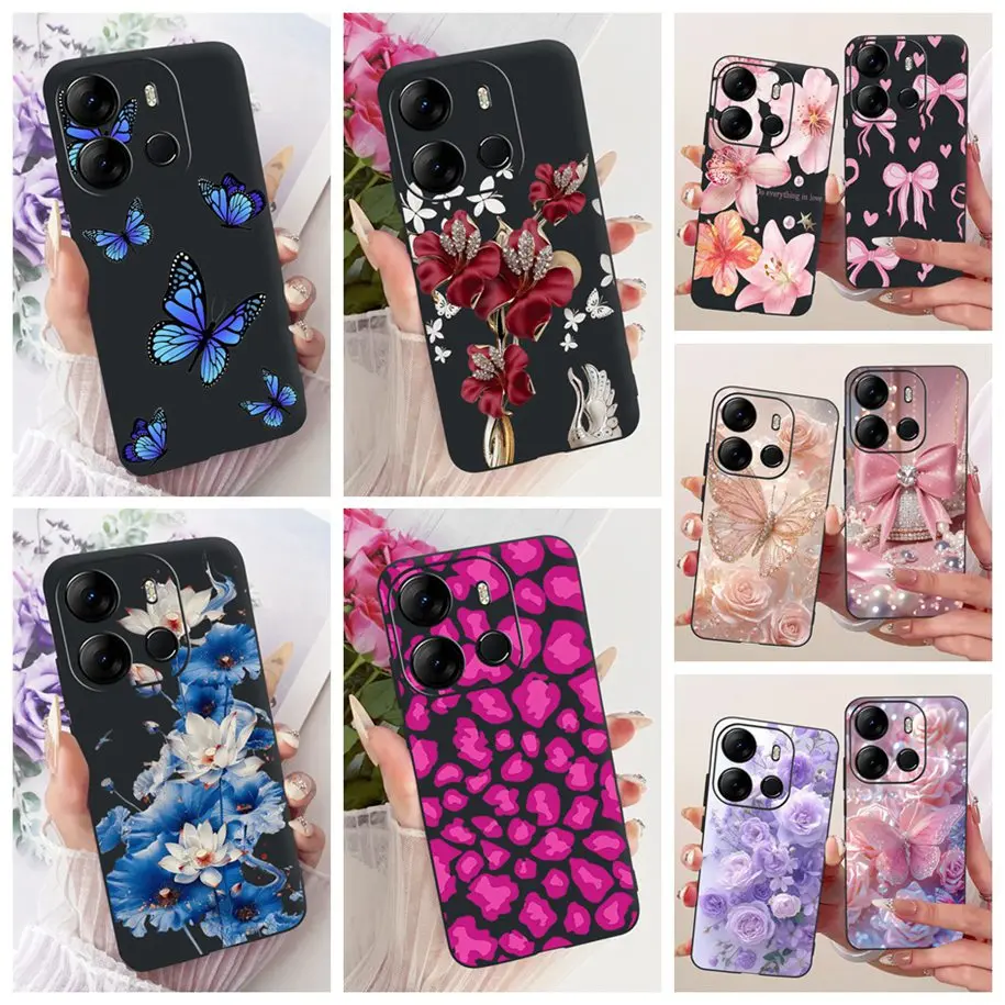 حافظة لهاتف Tecno Spark Go 2023 حافظة ناعمة على شكل فراشة على شكل زهرة شعبية من السيليكون لهاتف Tecno Pop 7 Pro Pop7 BF6 BF7 BF7h Coque #1