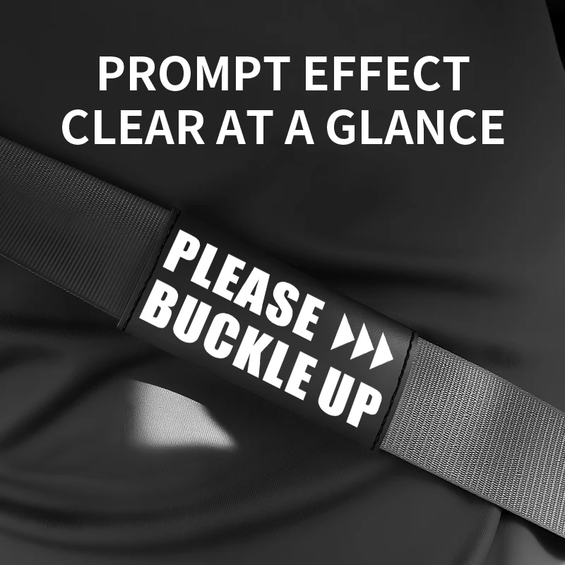Car Seat Belt Shoulder Pad Please Buckle Up Reminder Seatbelt Cover Velcro Adjustable Safety Belt Protector Pad Interior Parts