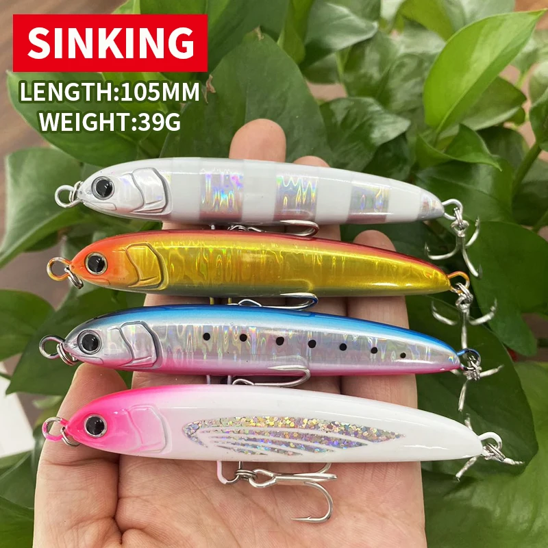 1Pcs 105mm 39g Sinking Pencil Fishing Lure Stickbait Wobblers Isca Pesca Heavy Pecil for Seabass Tuna Fish Bait 9221