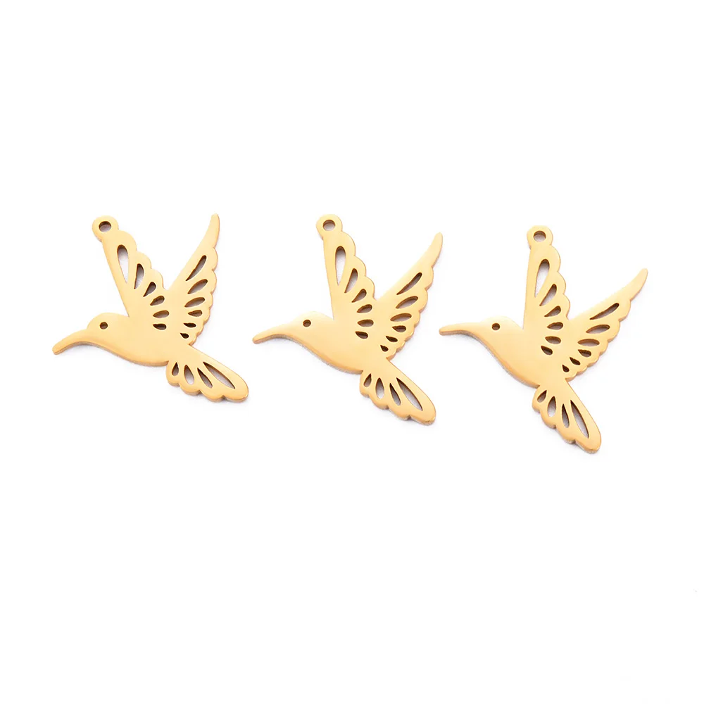 10 Stück/Set Tier-Vogel-Anhänger Kolibri-Anhänger Edelstahl-Anhänger für Schmuckherstellung Zubehör DIY-Accessoires – Detail 3