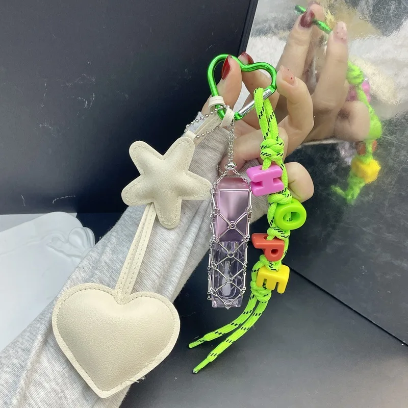 10PCS Creative New Pentagram Love Letter Hanging Rope Lipstick Mesh Bag Keychain Backpack Novel Decorations