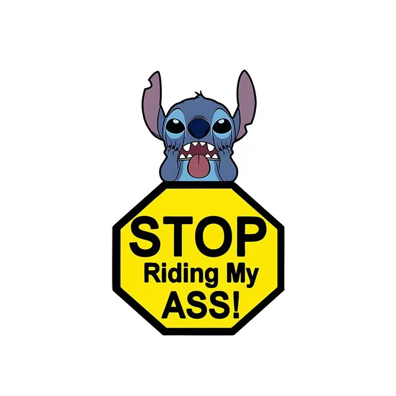 Lilo & Stitch Stop Riding Car Stickers Tear Stickers Without Glue Left Cartoon Window Decoration Reminder Car Body Stickers