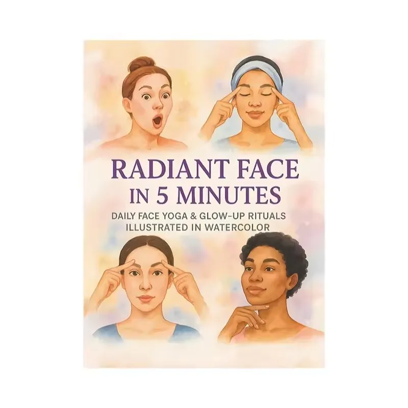 Radiant Face in 5 Minutes Facial Yoga Guide Book Daily & Glow-up Rituals Illustrated Watercolor