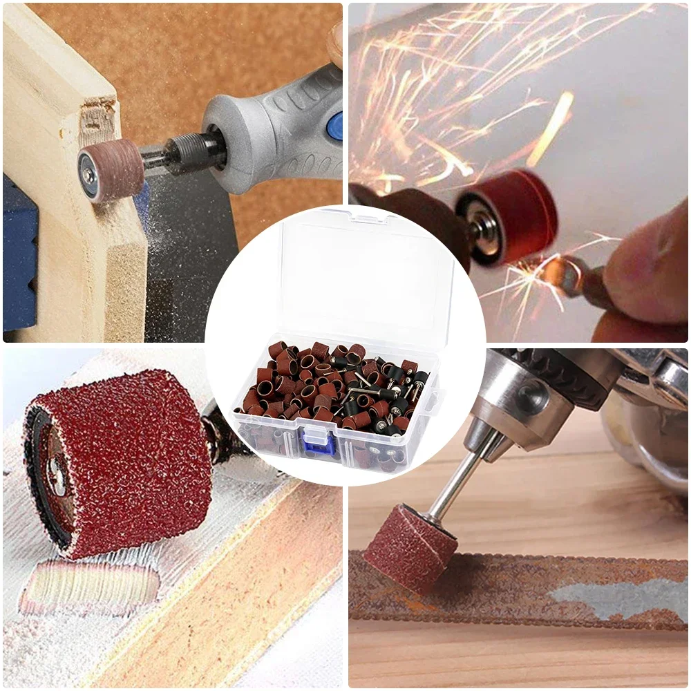 الرملي طبل مجموعة مع مغزل ل دريمل أدوات دوارة ، العصابات جلخ ، أقراص جلخ ، 80-240 حصى ، 307 قطعة ، 384 قطعة