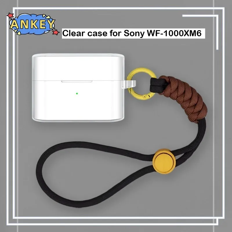 

Чехол для Sony WF-1000XM6, защитный прозрачный чехол из ТПУ, чехол для Bluetooth-наушников, портативный чехол для наушников с ремешком