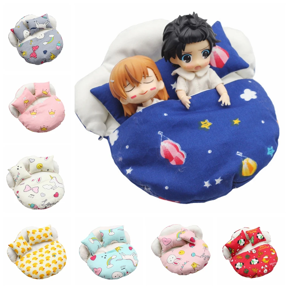 

OB11 Doll Accessories Sleeping Bag Round Bed + 2 Pillows 1/12bjd Doll House GSC Obitsiu11 Accessory Toys