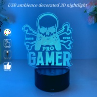 1pcs Halloween Skull 3D night light, Halloween atmosphere decorated USB night light, gift table light.
