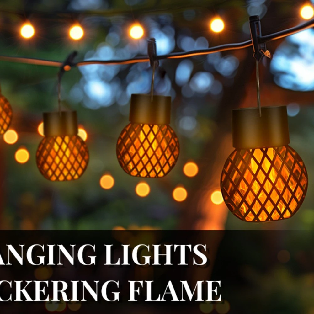 4 PCS Solar Hanging Light Waterproof LED Solar Light with Flickering Flame Solar Lantern for Garden Patio Yard Decoration
