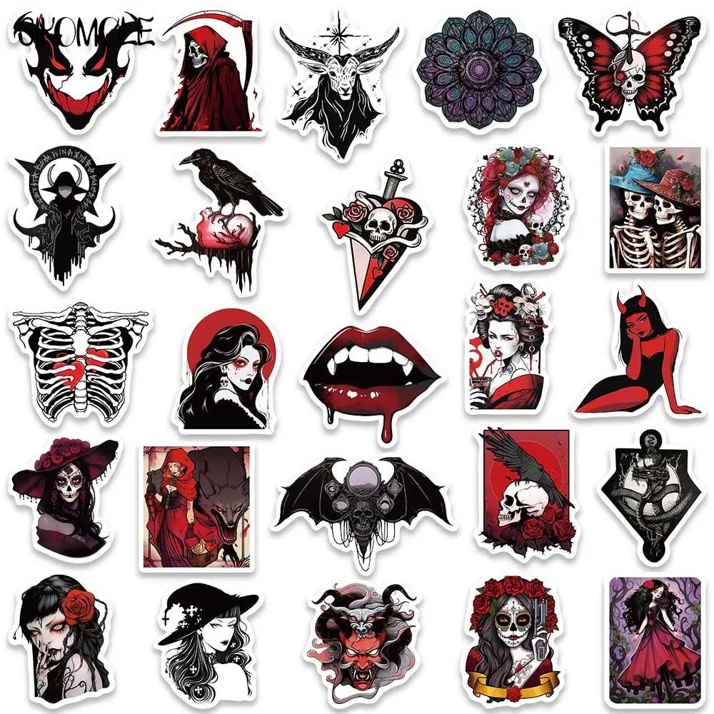 10/30/50PCS Horror Skull Gothic Art Graffiti Stickers Aesthetic Kawaii DIY Travel Luggage Guitar Fridge Laptop Sticker Kid Decal