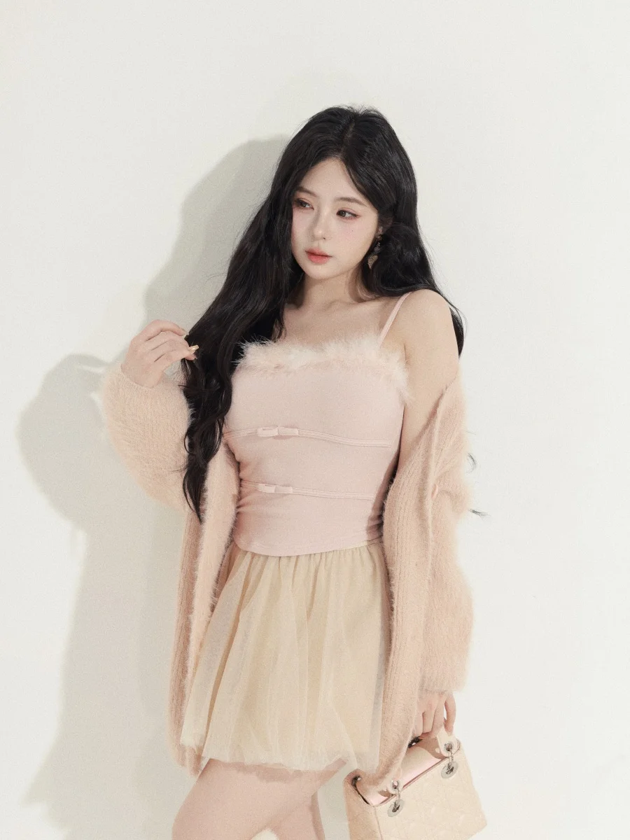 

Charming Korean Sle Women's Faion Set ort Sve Long Dr Two-Piece Suit Ele Aosphere Outfit Summer Collection