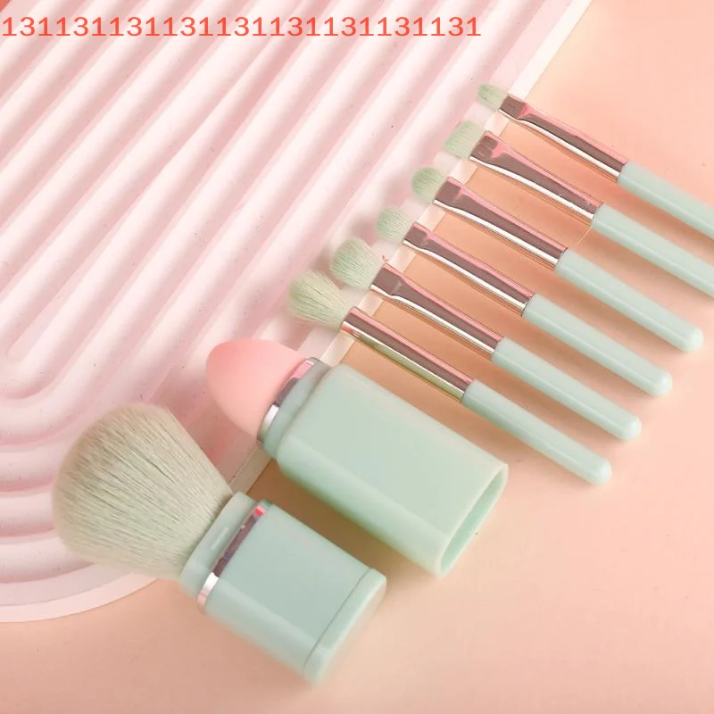 Concealer Beauty Tool, 8 in 1 Portable Telescopic Square Makeup Brush Set, Eye Shadow Brush