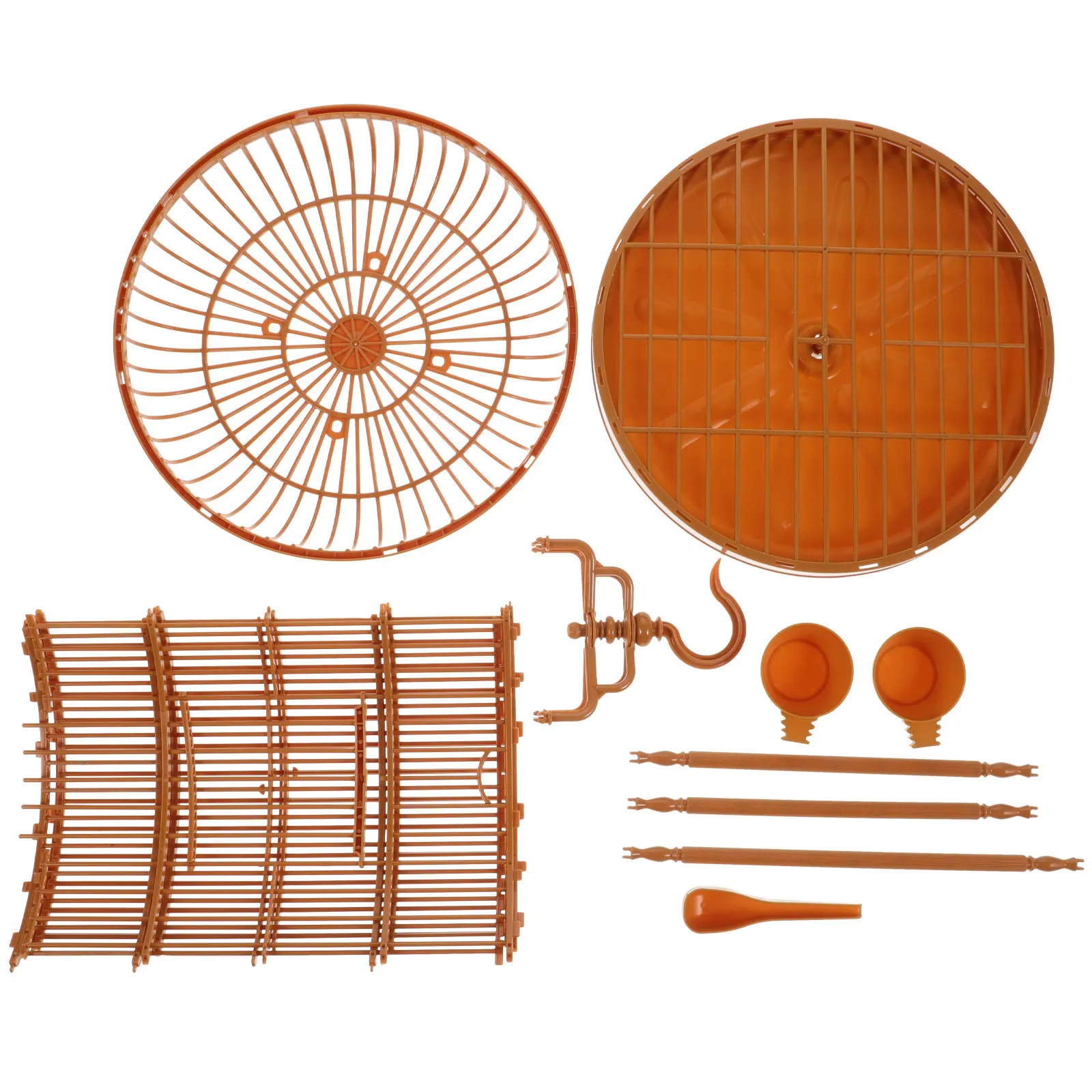 

1 set Plastic Bird Cage For Parakeet Cockatiel Lovebird Parrot Round Pet Bird Keeping Cage Hanging Hook Standing Pole Bottom