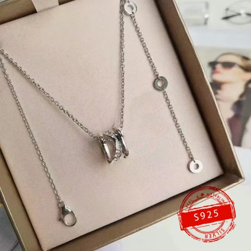 2024 New Product 1:1 Customized Hot Selling Brand S925 Round Ring Diamond Women's Necklace Fashion Trend Birthday Party Gift