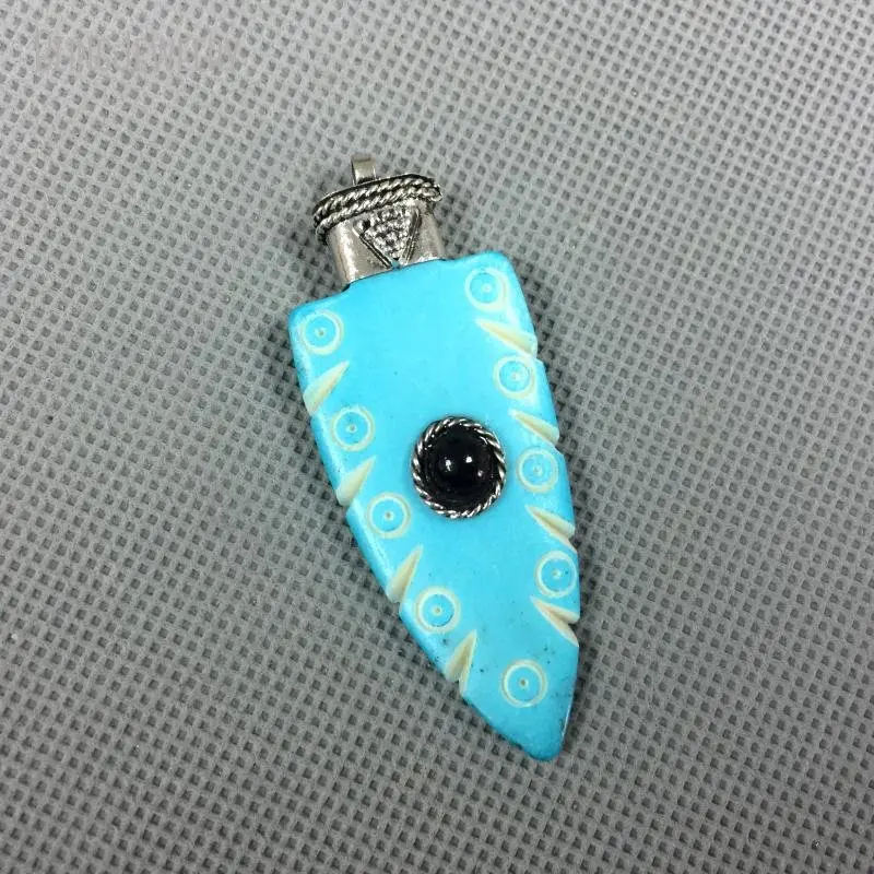 

10pcs Turquoise Dagger Arrow Necklace Pendant Bohemian Buffalo Bone Bag Keychain Charm Jewelry Making Supplies
