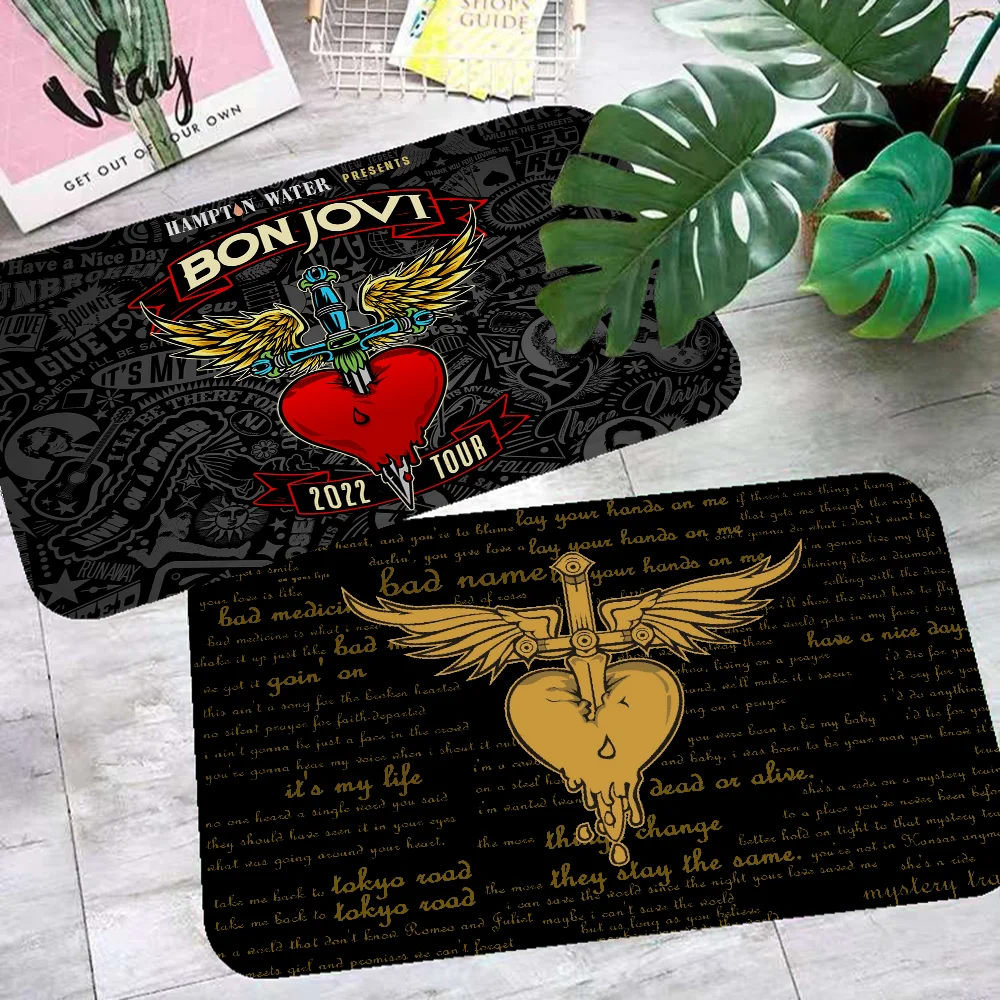 

B-Bon J-Jovi Logo Room Mats Nordic Style Home Doormat Bathroom-Toilet Mats Bedroom Hotel Decor Mat