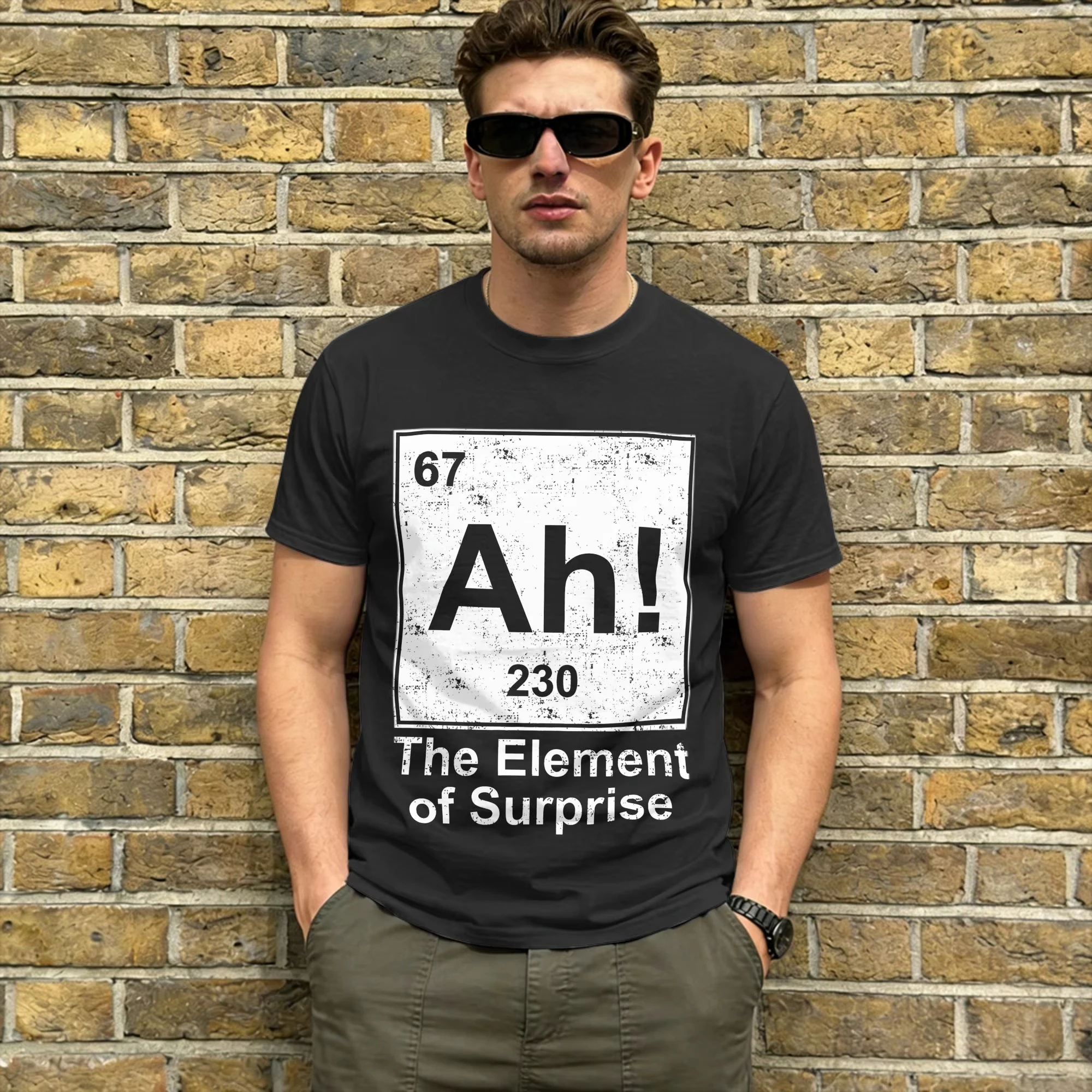 Männer, ach! The Element of Surprise Sommermode-T-Shirts aus 100 % Baumwolle, lustiges, kurzärmliges T-Shirt mit Rundhalsausschnitt