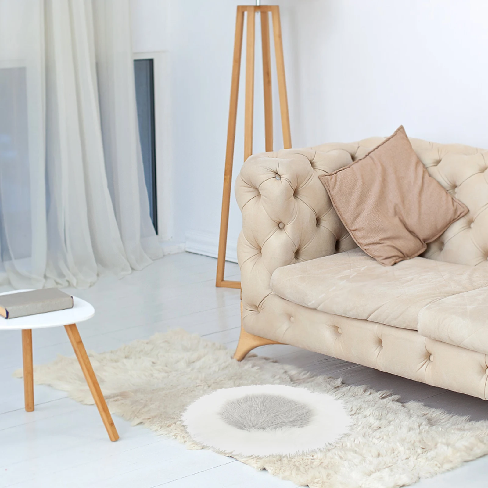 

Color Blocking Long Hair Area Rug Geometric Non Slip Modern Floor Carpet for Living Room Bedroom Room Grey White