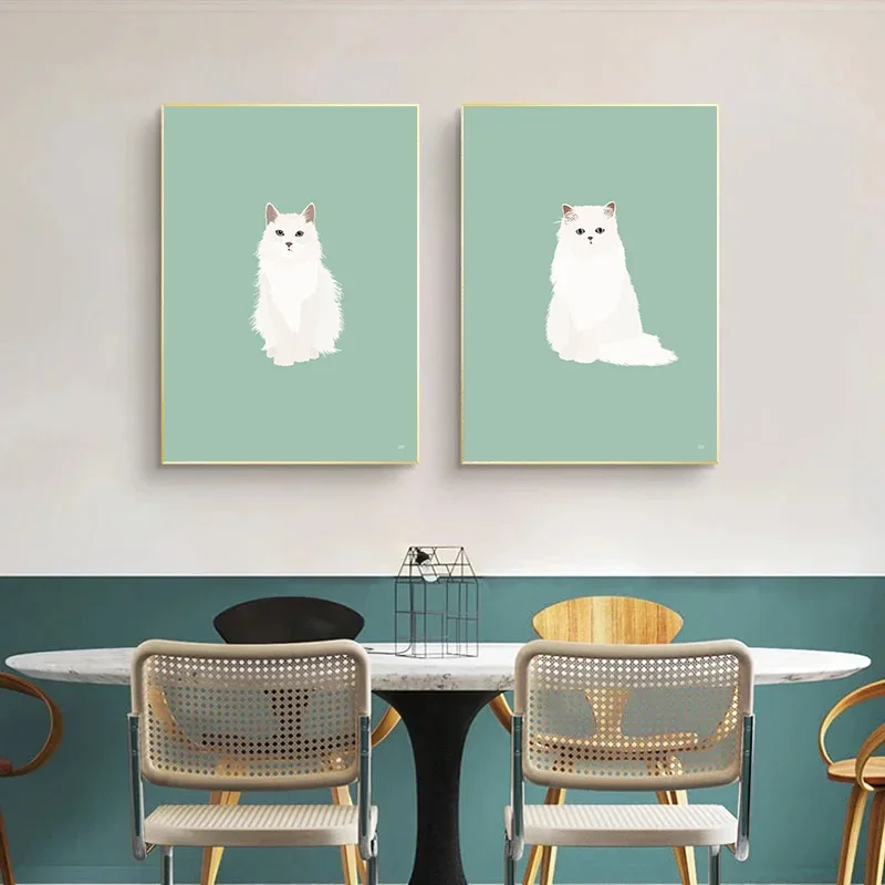 Cute Siamese Sphynx Scottish Fold Cats Poster Prints Minimalist Kawaii Animal Wall Art Canvas Painting Home Kids Room Decor view 3